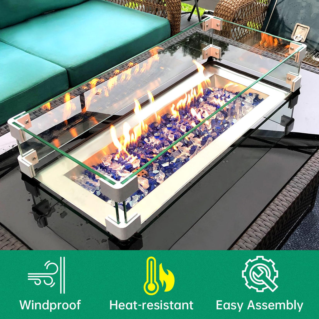 Fire Pit Wind Guard, 31" x 12" Fire Pit Wind Guard Rectangle