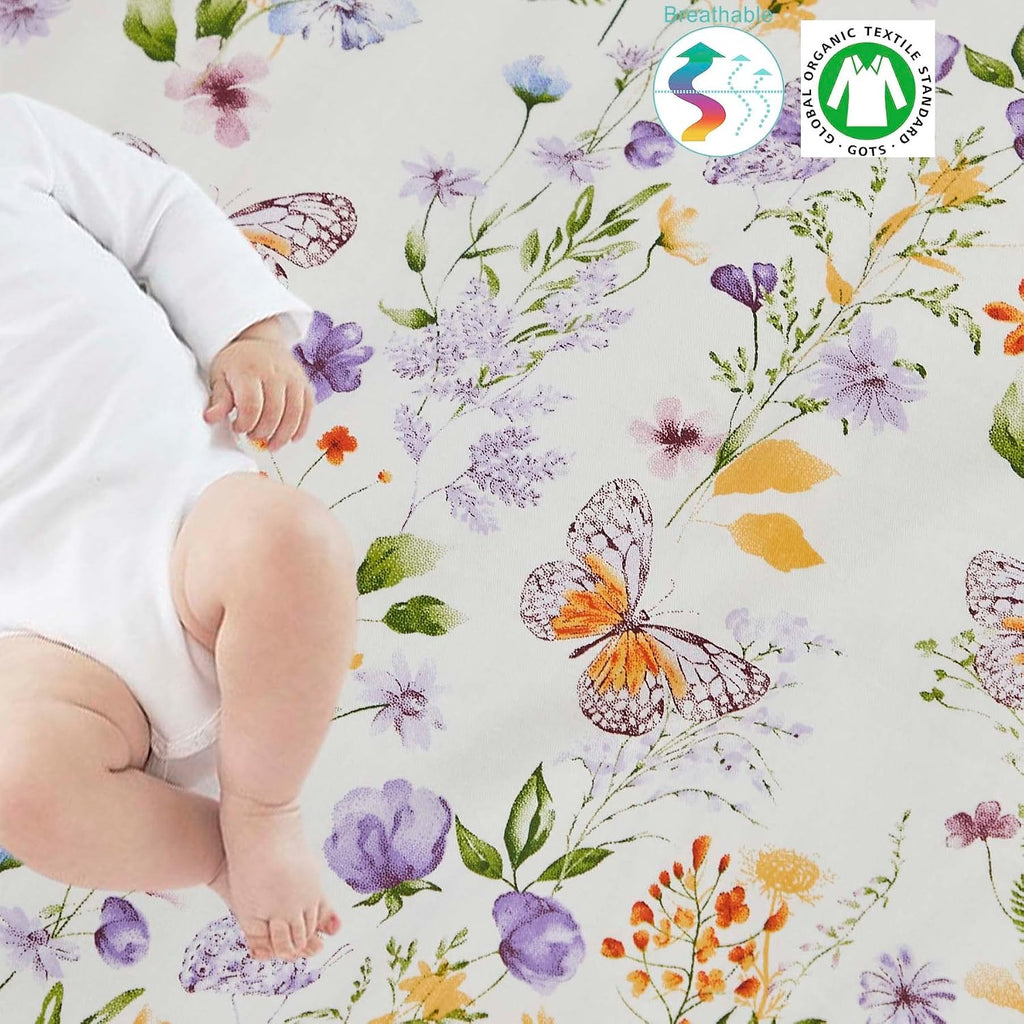 Wildflower Butterfly Crib Bedding Sets for Girls Nursery Set Piece Farmhouse Quilt Comforter Set, Baby or Toddler