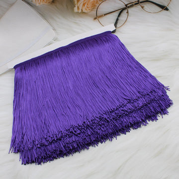8" Dark Purple Fringe Trim Tassel Sewing Trim for Clothes Accessories Latin Wedding Dress DIY Lamp Shade - 10 Yards