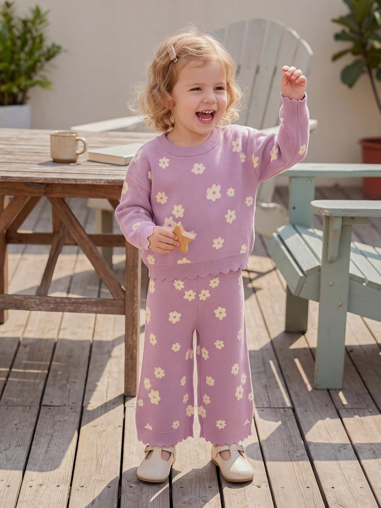 Toddler Girls Jacquard Sweater Set 2 Piece Outfit