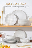 32-Piece Luxury Dinnerware Set,Complete Plates and Bowls Set for 8,Upscale Ceramic Dish Set for Hosting