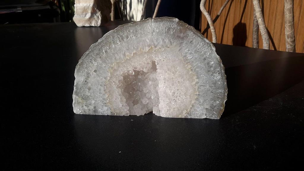 Natural Agate Quartz Geode Book Ends - Made from the Finest Grade Brazilian Agate