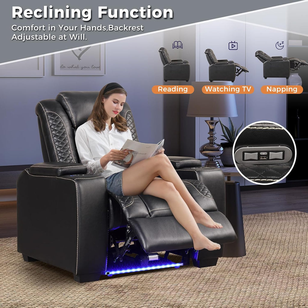 Power Home Theater Seating, Electric Gaming Recliner Chair with Adjustable Headrest
