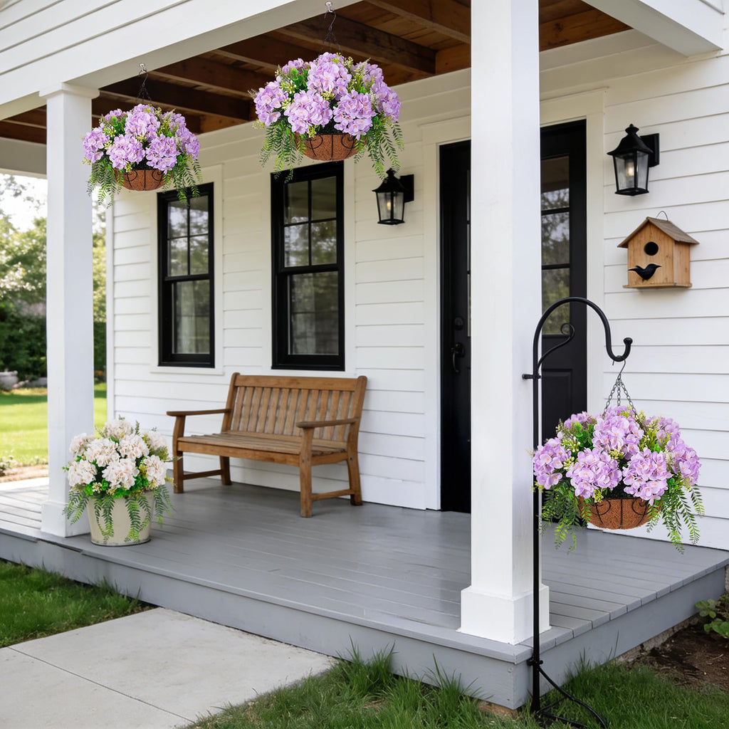 Artificial Light Purple Hydrangea Flowers with Hanging Basket