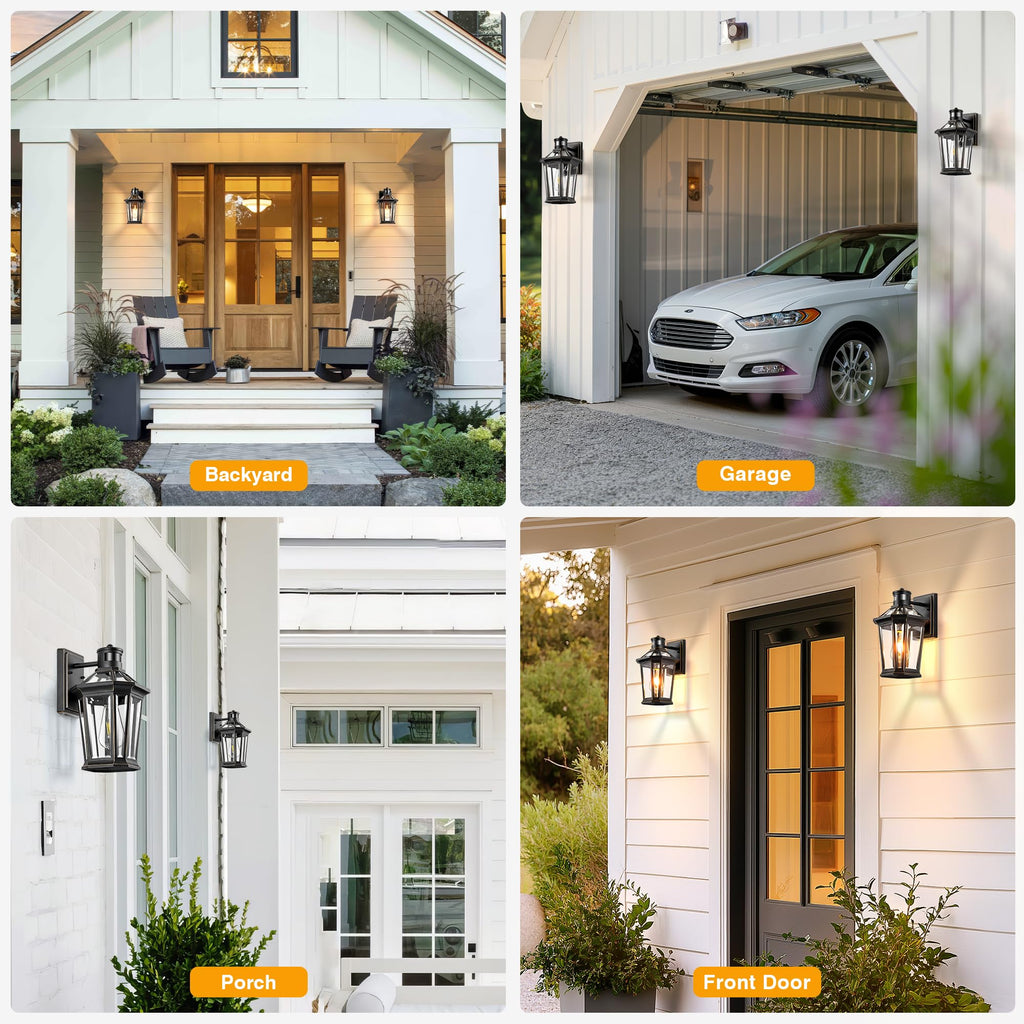Motion Sensor Exterior Light Fixture, 2 Pack Dusk to Dawn Outdoor Light Wall Mount, Anti-Rust Aluminum Outside House