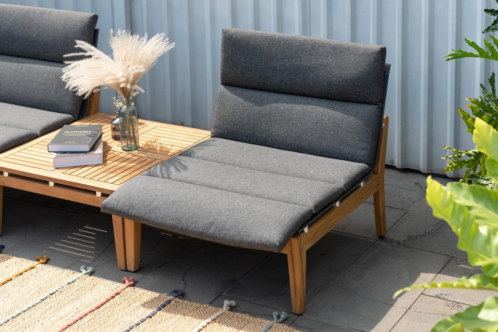 Certified Teak Wood| Durable and Ideal for Outdoors Grosseto 7-Piece Patio Sectional Set, Black
