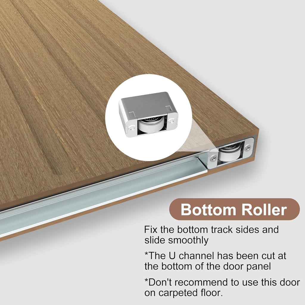 42"x84" Concealed Sliding Barn Door with Soft Close Hardware Kit, Light Brown Hidden Door for Openin