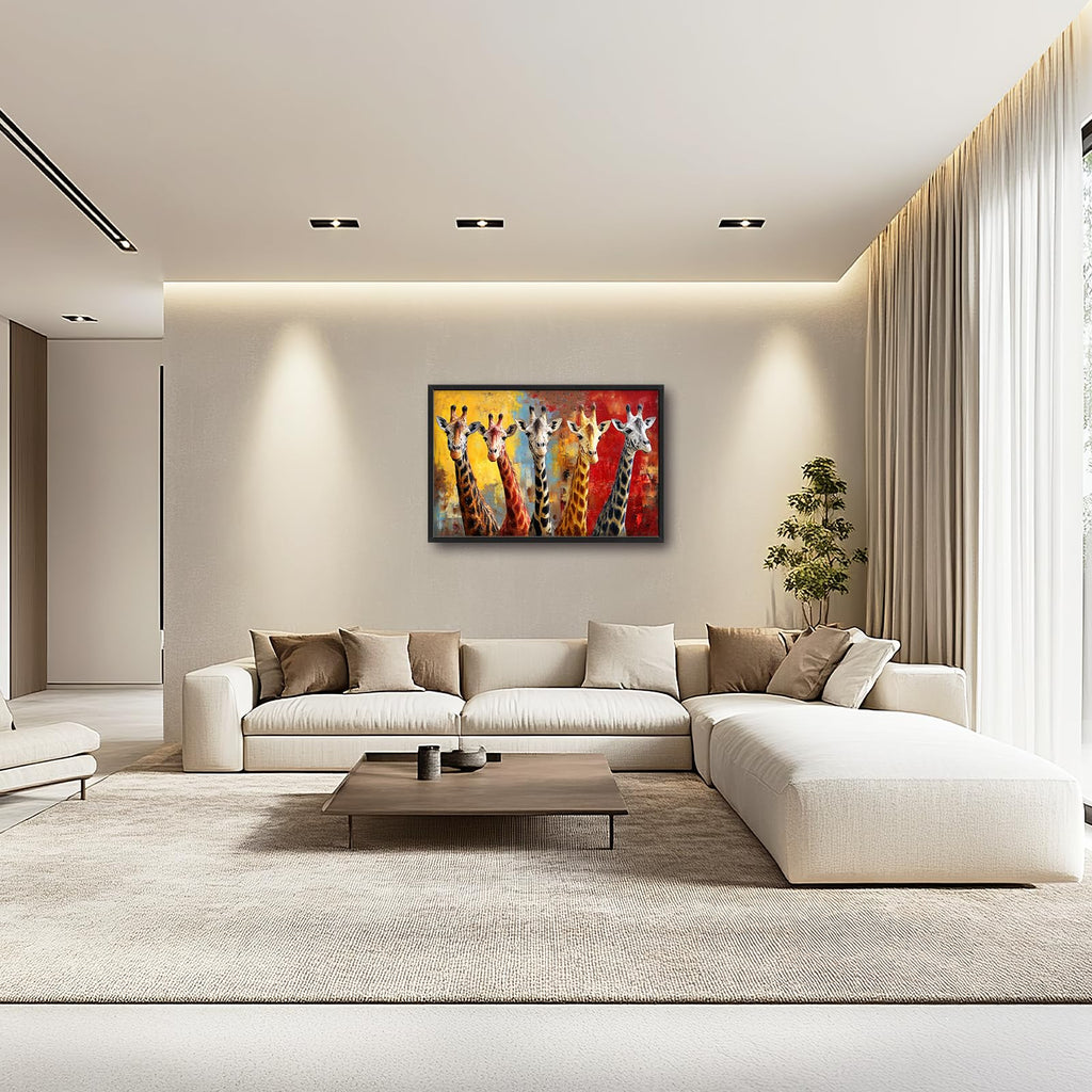 Large Wall Art Giraffe Canvas Wall Decor Funny Animal Pictures African Wildlife Paintings Prints Big Textured Artwork