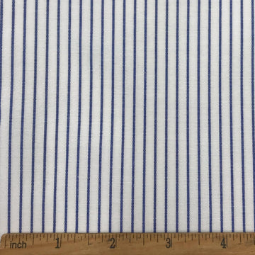 Thin Blue & Wide White Striped Fabric Lightweight Polycotton 57" Wx36 L
