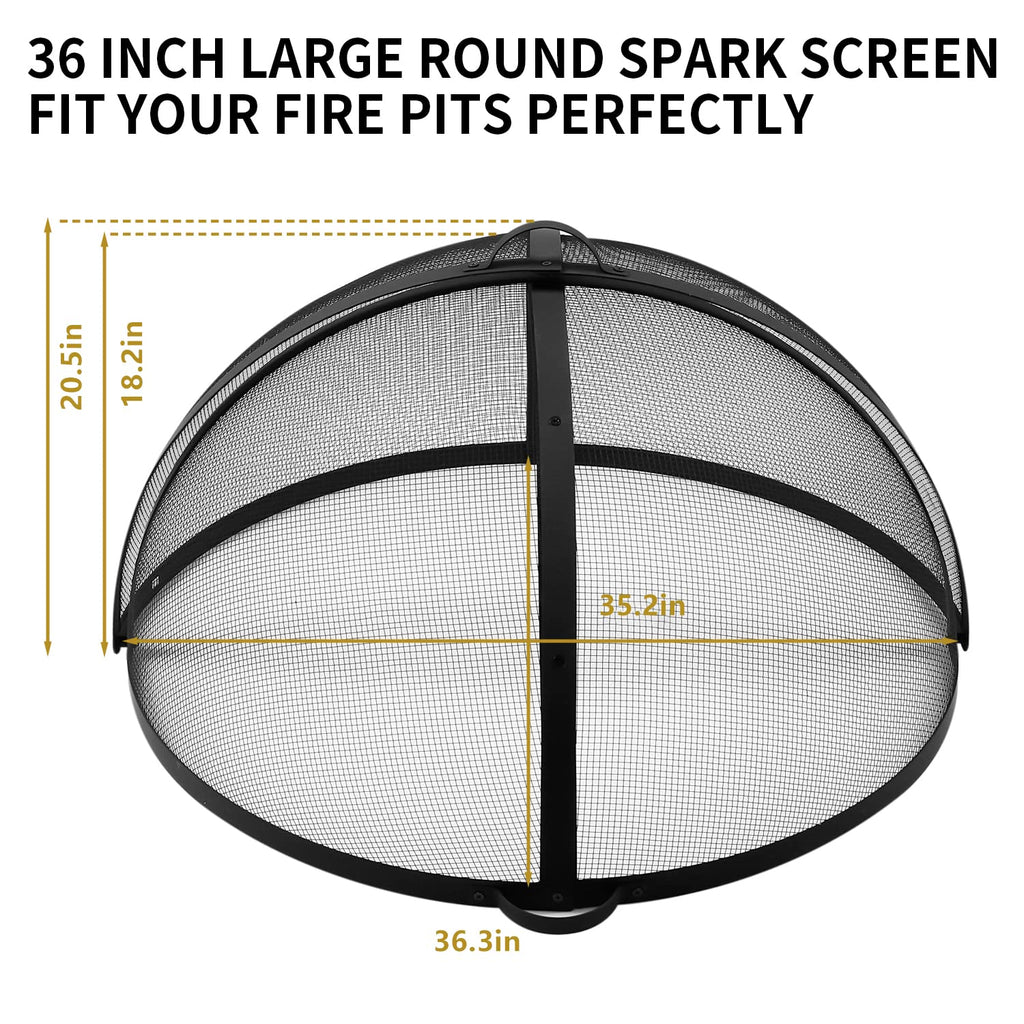 Outdoor Fire Pit Spark Screen Cover, 36" Dia, Easy Access Door, Round