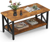 Coffee Table, 39" Modern 2-Tier Center Table with Round Corners, Storage Shelf
