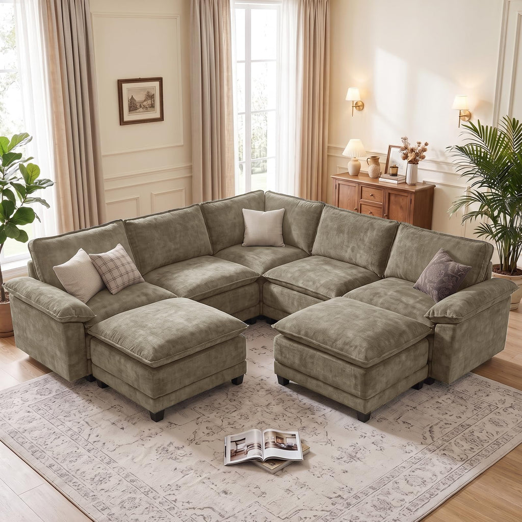 Modular Sectional Couch, Oversized V-Shaped Sofa Couches