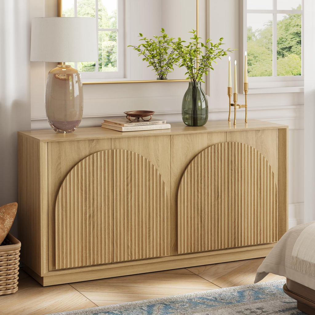 65" Sideboard Buffet Cabinet with Storage, Modular Credenza, Oak