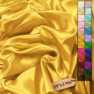 Satin Fabric by The Yard, 59" x 2 Yards, Silky Charmeuse Satin, Gold