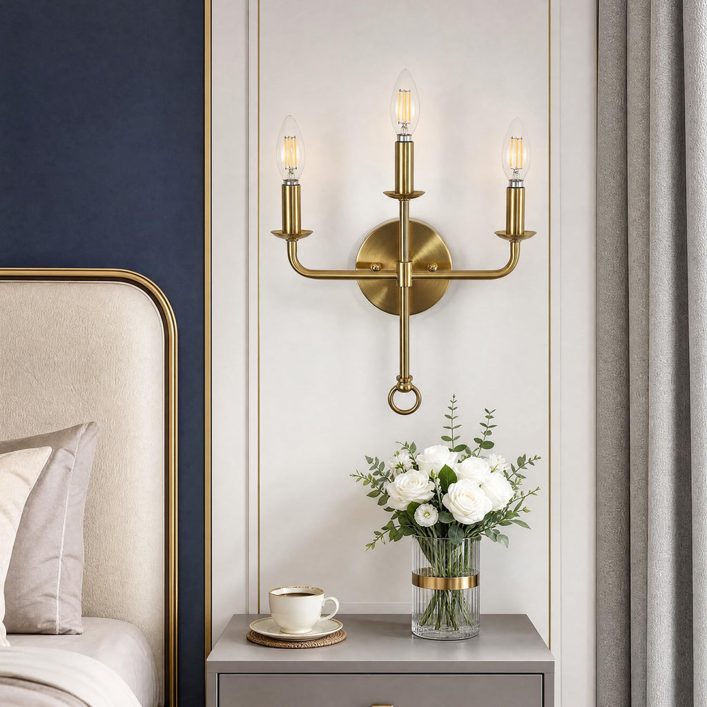 Gold Wall Sconce, Brass Candle Wall Light