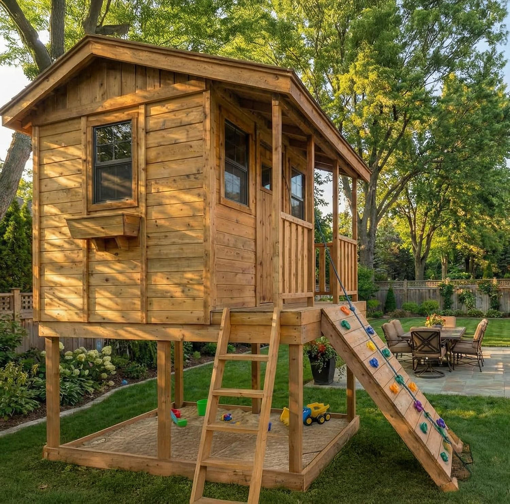 Living Today 9ft.x7ft. Cozy Cabin Playhouse with Sandbox | Western Red Cedar