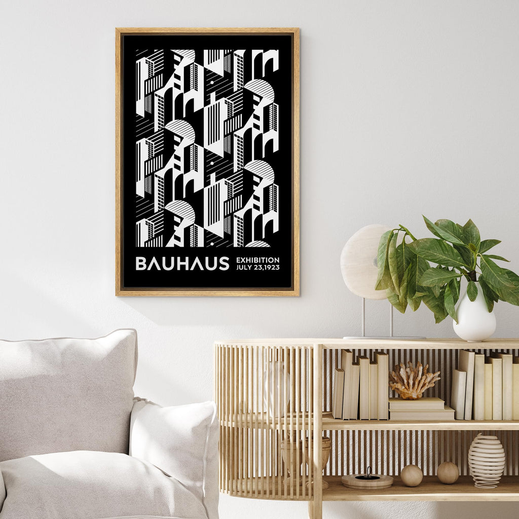 Framed Canvas Print Wall Art Bauhaus Geometric Art Deco Landscape Shapes Abstract Illustrations Modern Art Minimal