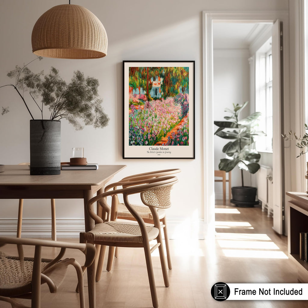 Master Vintage Claude Monet Poster - Retro The Artist's Garden in Giverny Print - Flower Painting - Fine Art