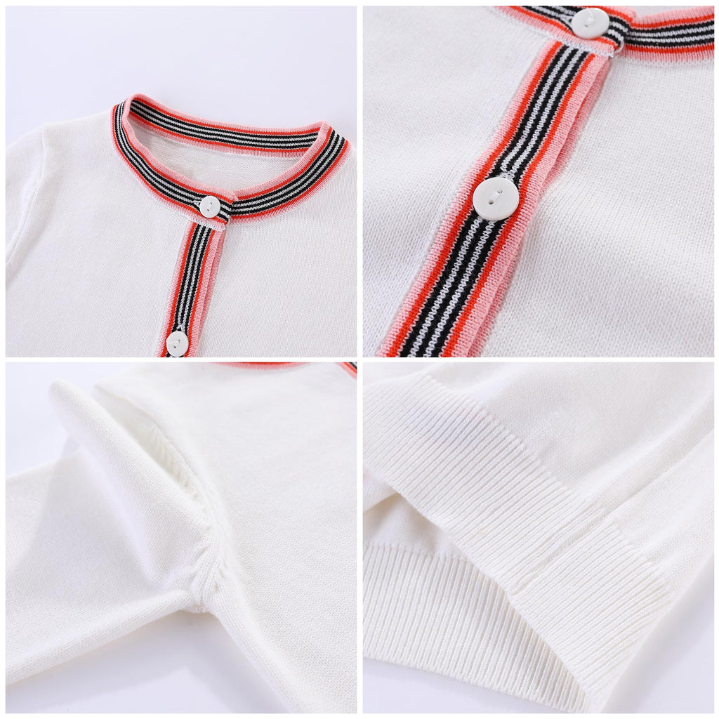 Pink Two Piece Outfit for Toddler Girls Ribbed Knit Sweater Cardigan Pleated Skirt Set