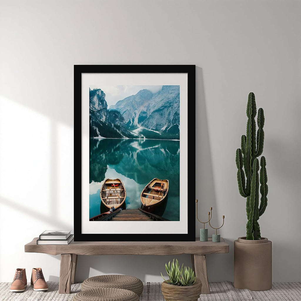 24x36 Picture Frame, Black Wood Style, Wall Mounting | Display Posters 20 x 30 with Mat or 24 x 36 without Mat, 1