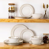 Ceramic Dinnerware Sets,12 pcs Embossed Elegant Stoneware Plates and Bowls Sets