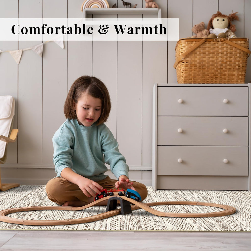 2'6x14 Runner Rug Washable Moroccan: Non Slip Hallway Long Floor Mat Beige