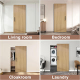 42"x84" Concealed Sliding Barn Door with Soft Close Hardware Kit, Light Brown Hidden Door for Openin