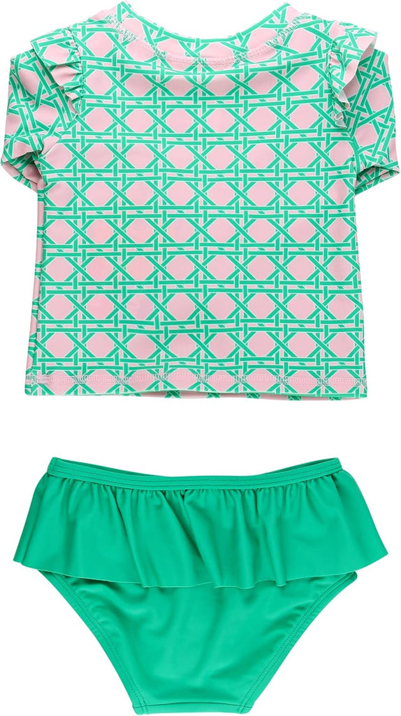 Baby Girls Modern Skirted Rash Guard Bikini - UPF 50+ Sun Protection Swimsuit