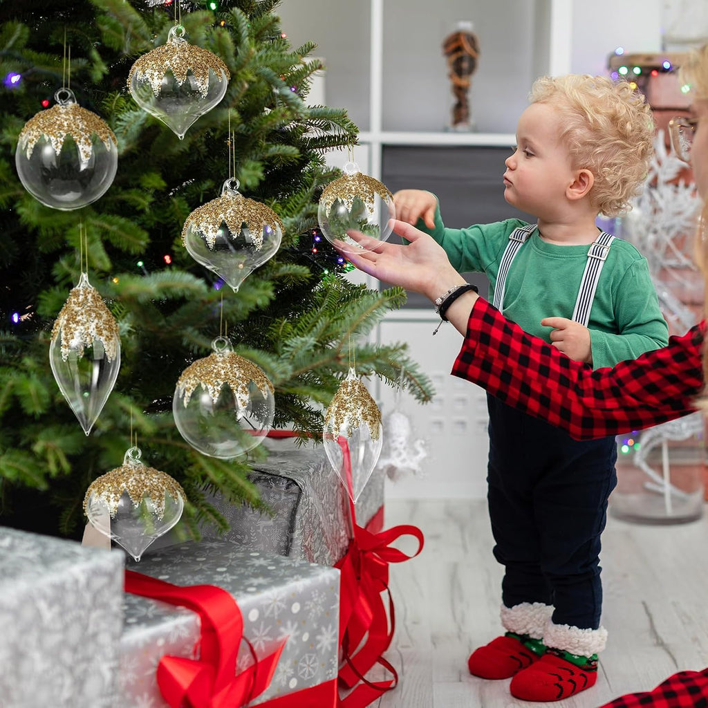 12 Pcs Clear Christmas Glass Ball Ornament Xmas Hanging Decoration