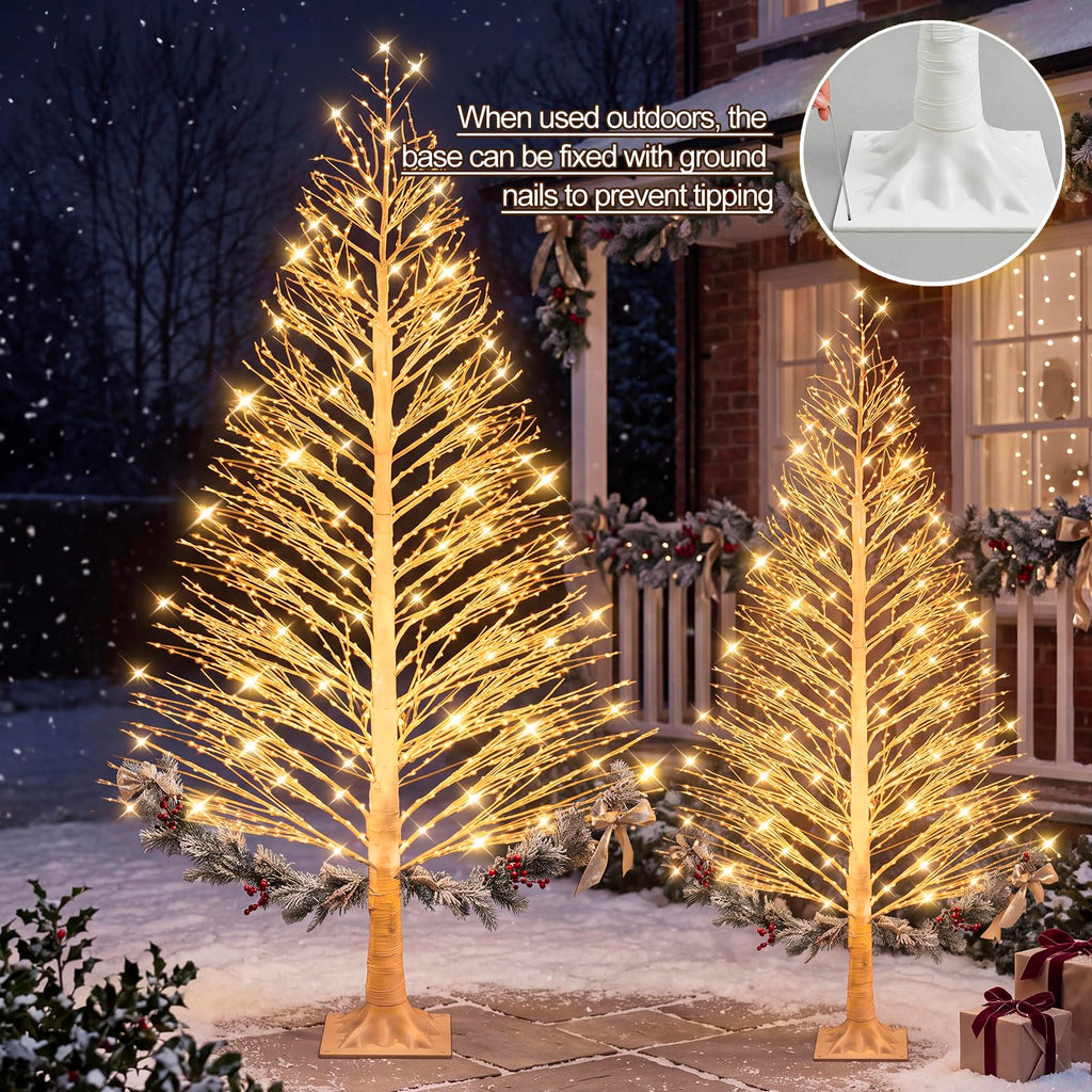 2 Pack 4ft/6ft-600led/1100led Christmas Lighted Birch Tree