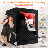 Upgraded 2 Person Sauna, Portable Infrared Sauna with 5-Layer Waterproof, 2 Steamers, 2 Folding Chair