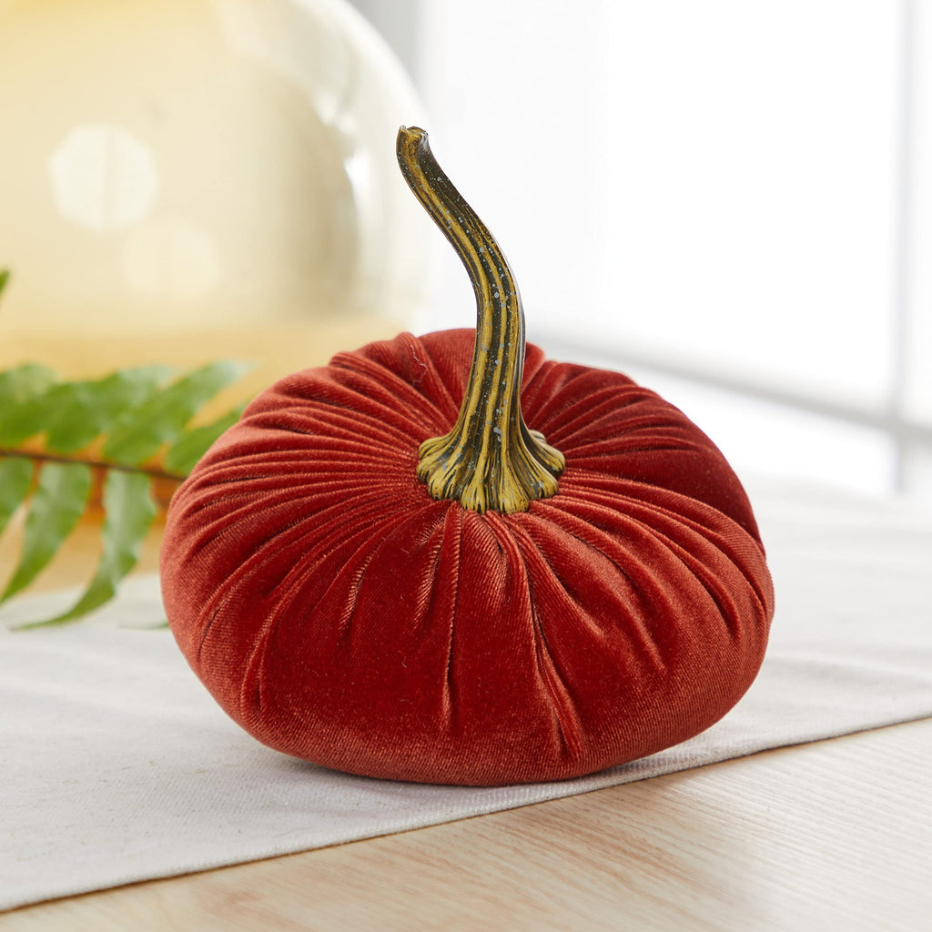 Set of 3 Velvet 6.25 Inch Pumpkins (Harvest, Bronze, Rust)