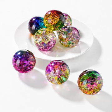 Ice Cracked Crystal Balls 40mm Colorful Decorative Spheres for Table - Set of 8