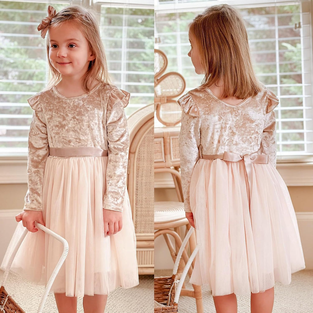 Girl Velvet Tutu Dress Toddler Long Sleeve Tulle Dresses