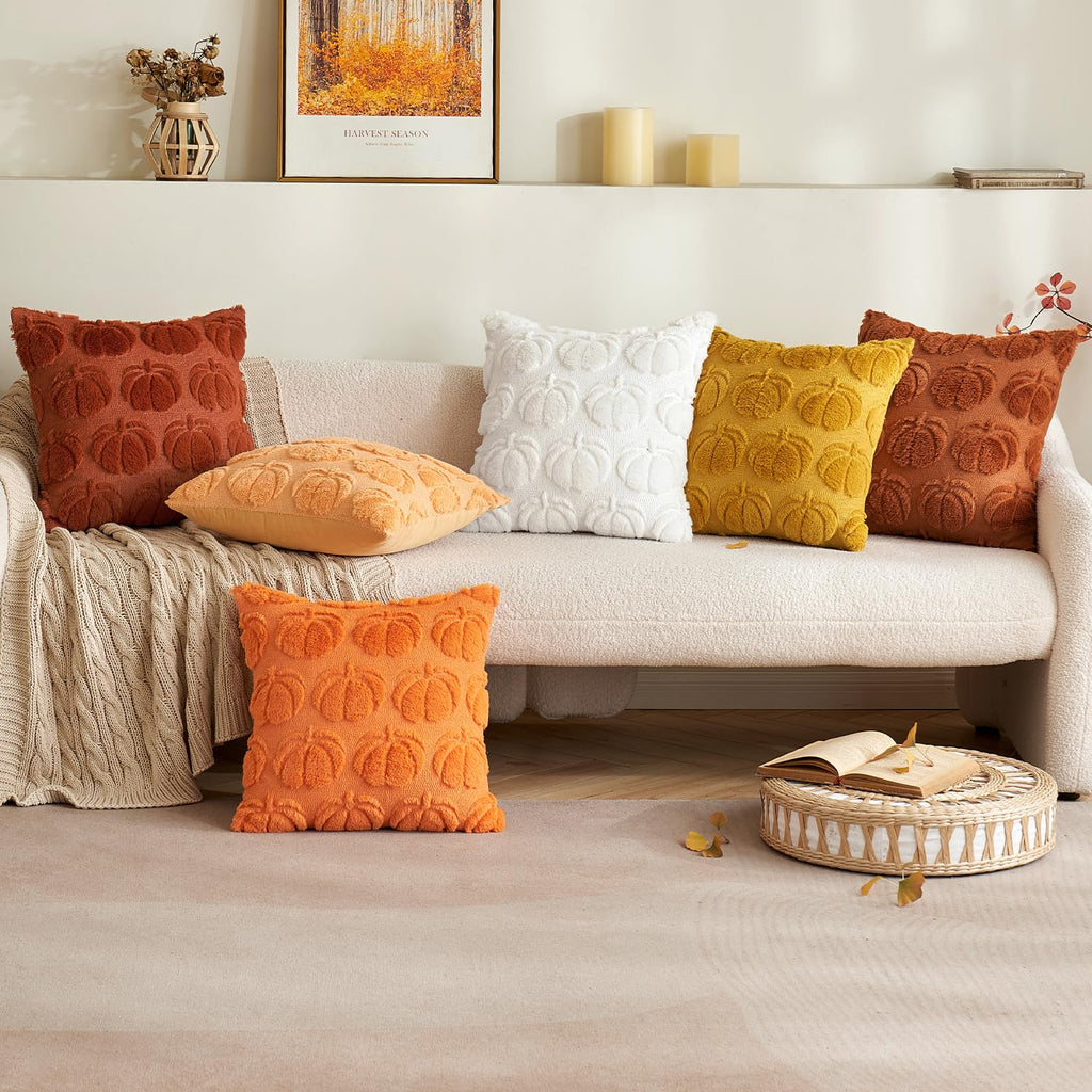 Fall Pillow Covers Pumpkin Fall Decor 22x22 Pure White