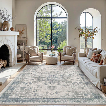 Area Rugs 5x7, Washable Rugs,Blue Rug