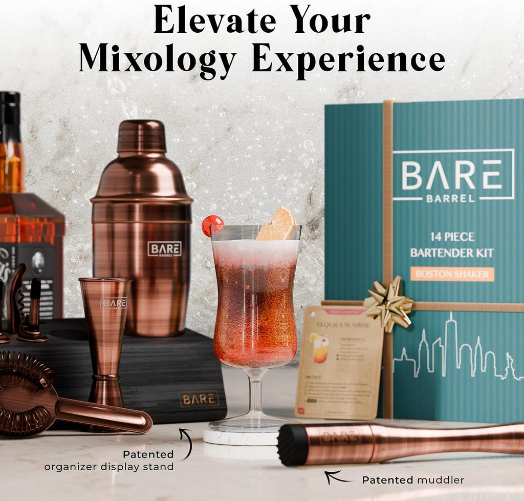Mixology Bartender Kit Bar Set | 14-Piece Cocktail Shaker Set | Martini Barware Mixing Tools Bartending | Incl. 35 - Set of 14