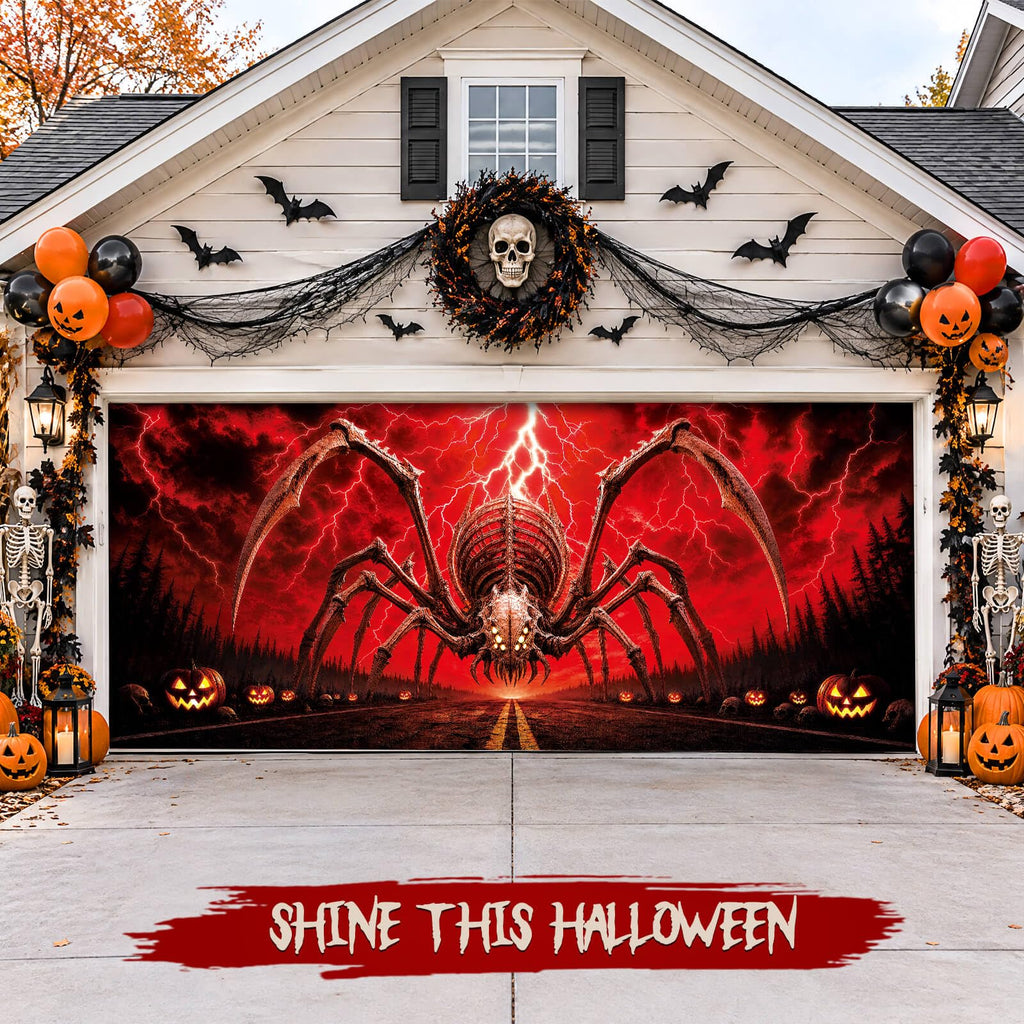 Halloween Garage Door Cover Decor, 7x16ft Outdoor Party Backdrop