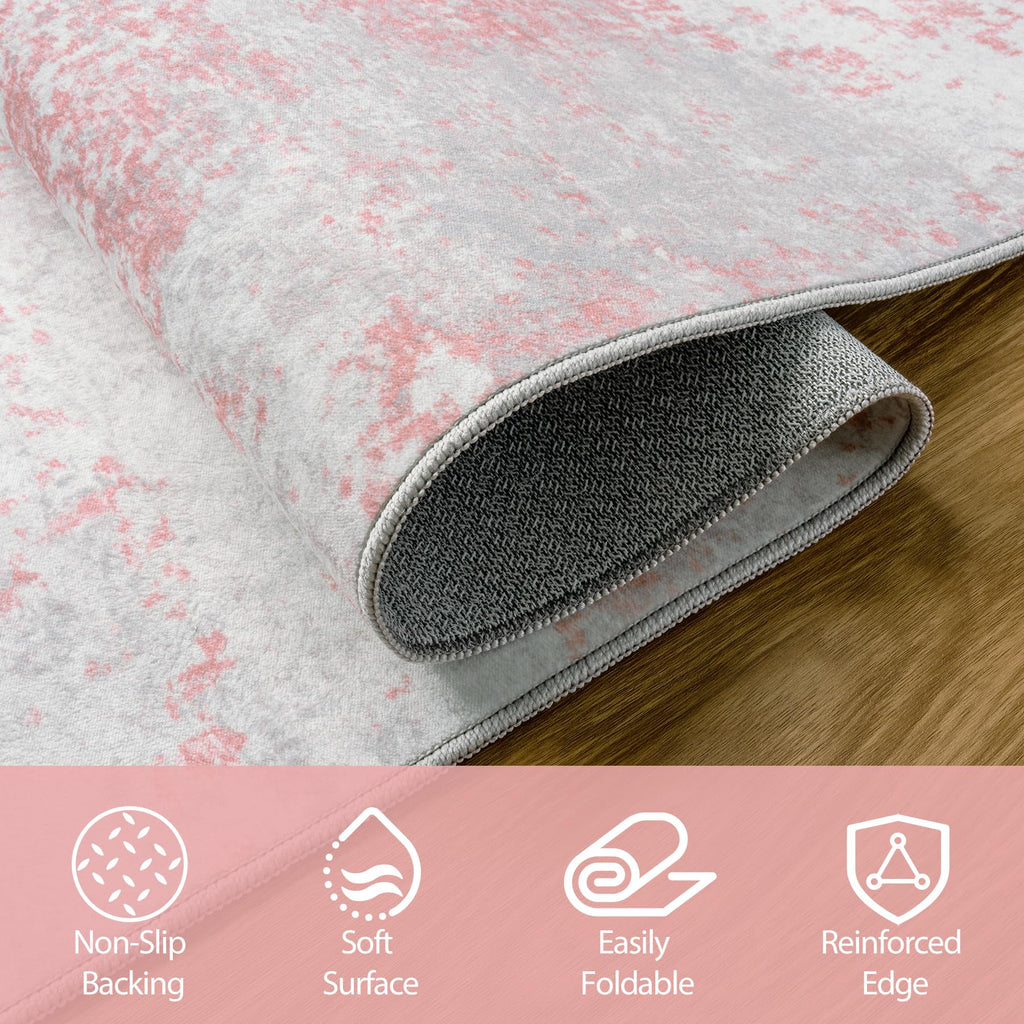 10x14 Area Rugs Washable Dining Room Pink