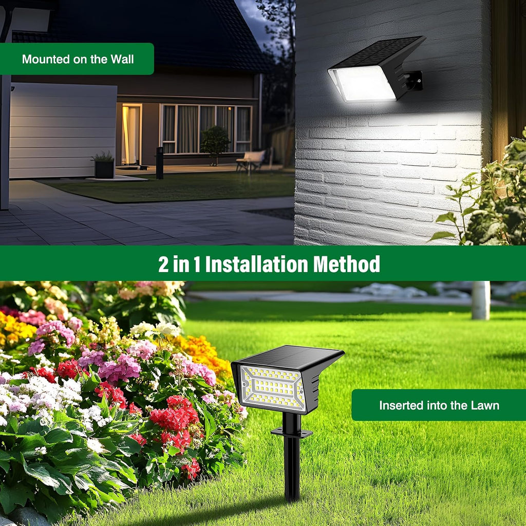 Spot Lights Outdoor with 60 LED & Auto On/Off, 4 Pack Solar Lights Outdoor Waterproof IP68 with 3 Lighting Modes