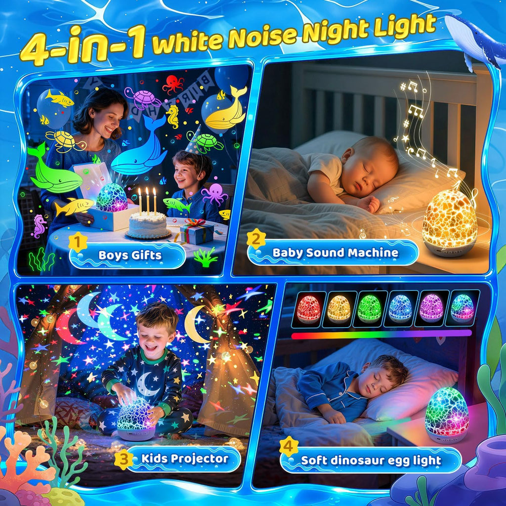 Star Projector Night Light for Kids, 6 Films & 15 Lullabies White Noise Sound Machine, Sensory Toys for Boys