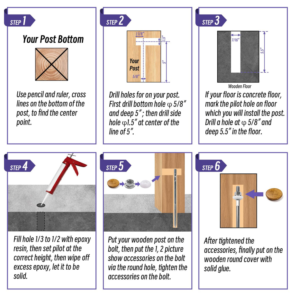 4-Pack Newel Post Mounting Kit, Anchors Post to Wood & Concrete