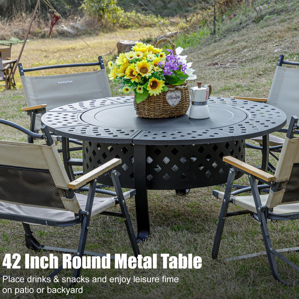 42 Inch Outdoor Fire Pit with 2 BBQ Grills