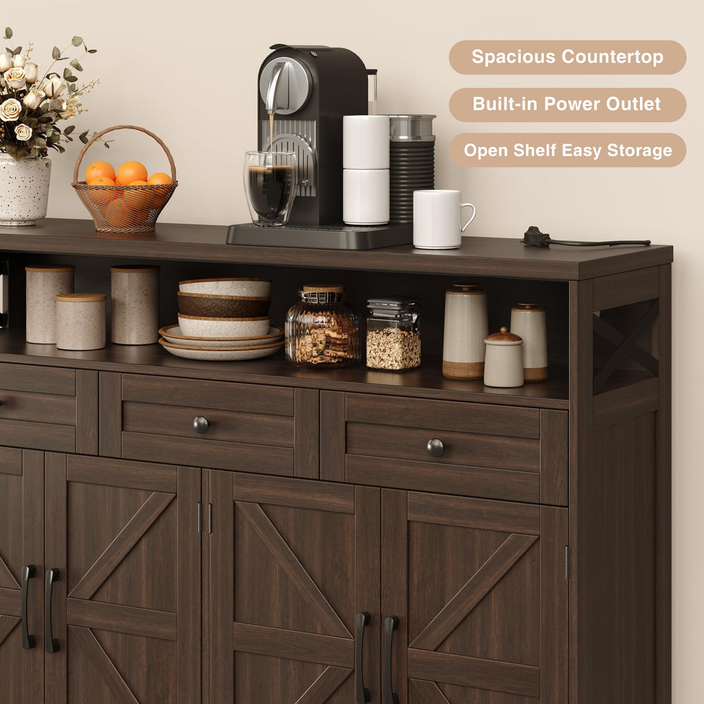 51" Buffet Sideboard Cabinet, Farmhouse Storage Cabinet, Coffee