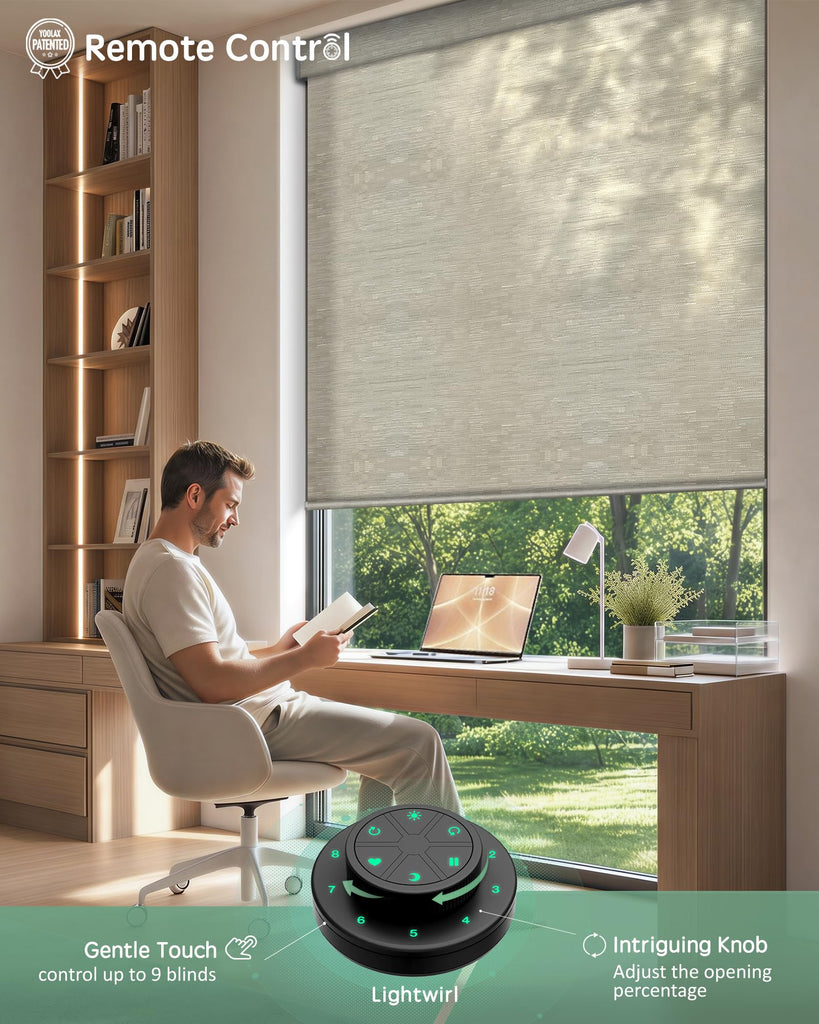 Motorized Blinds with Remote, Light Filtering Smart Window Blinds