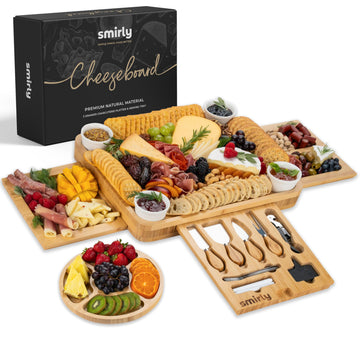 Charcuterie Boards Set, Large Cheese Board Set, Bamboo