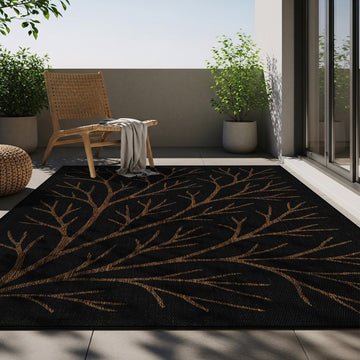 Washable Indoor Outdoor Rug 8x10 Modern Area Rugs Branch Pattern Non Shedding Waterproof Easy Clean Patio Deck Porch