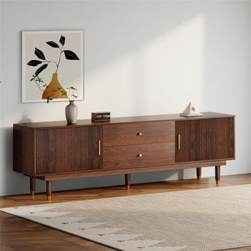 66.9" Mid Century Modern TV Stand for 75 inch TV, Walnut