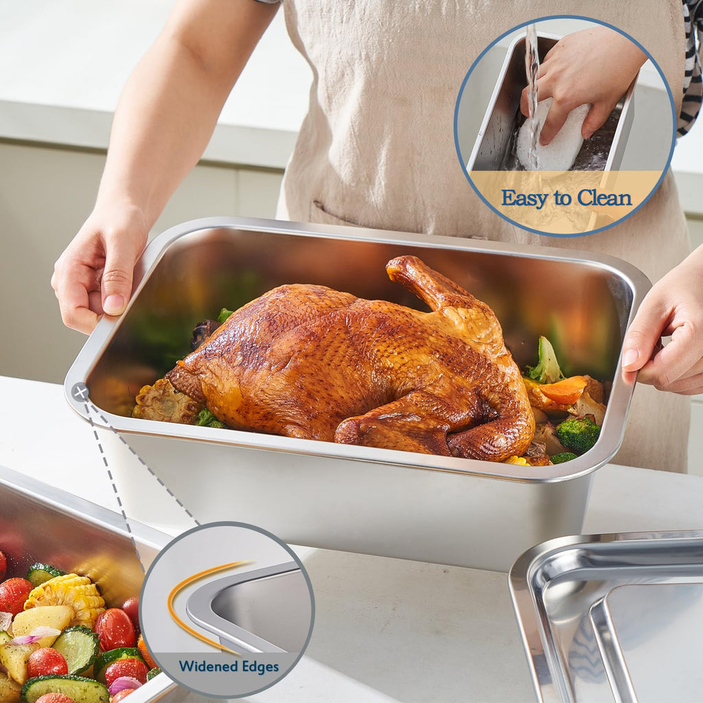 4 Inch Extra Deep Lasagna Baking Pan with Lid, 7.4Qt
