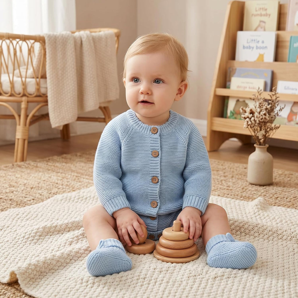 Cotton Baby Sweater and Booties Set
